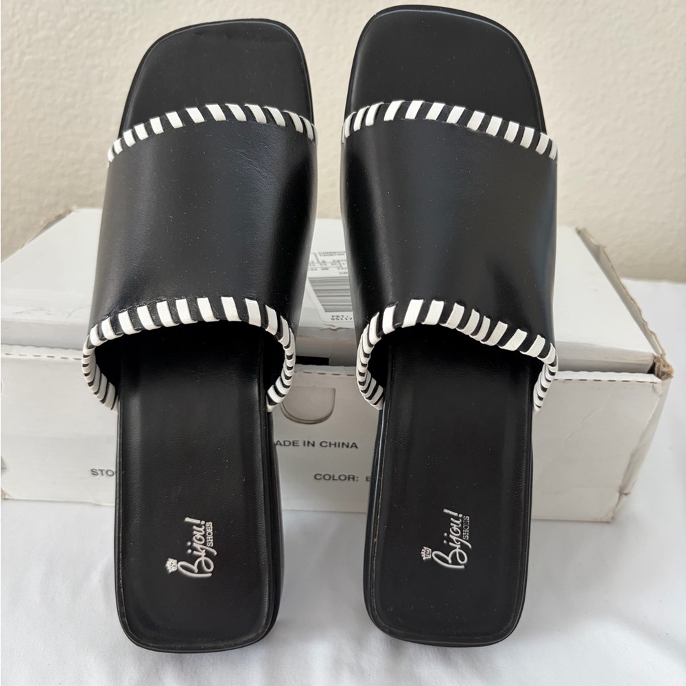 Brioni Black and White Women's Mules